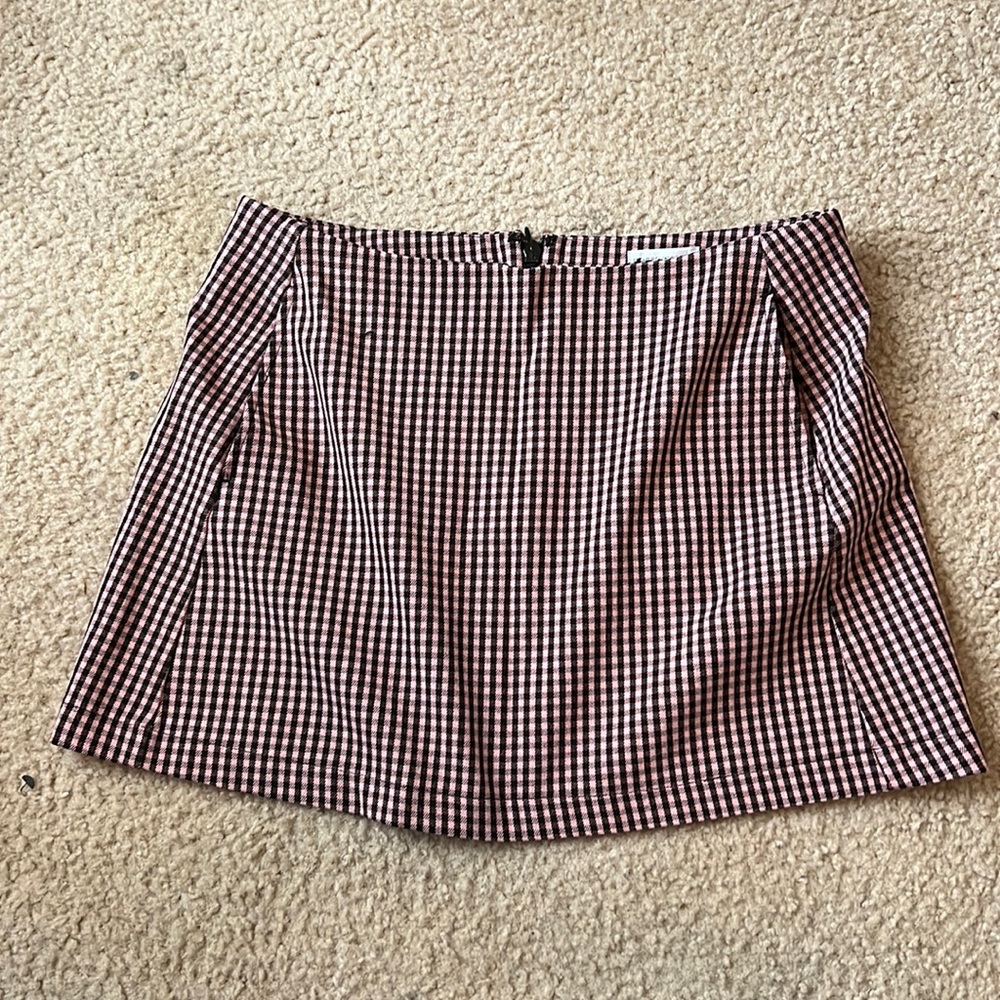 Light Before Dark, Plaid Mini Skirt Black and Pink